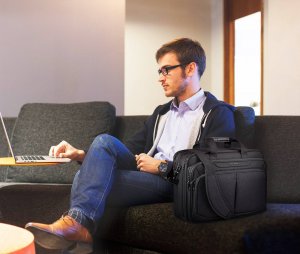 Torba KROSER KROSER Biznesowa torba na laptopa 17,3" rozszerzana pojemna teczka na ramię 5