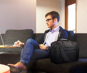 Torba KROSER KROSER Biznesowa torba na laptopa 17,3 pojemna rozszerzalna teczka na ramię 5