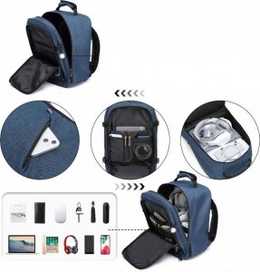 Plecak turystyczny Kono KONO Plecak podróżny kabinowy do samolotu RYANAIR 40x20x25 niebieski 7