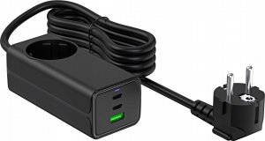 Ładowarka Akyga AKYGA Wall charger AK-CH-21 65W 2xUSB-C USB-A PD GaN 5-20V / 1.5-4.5A + AC Socket black 5