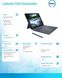 Laptop Dell Latitude 7350 Detachable Ultra 5 134U / 16 GB / 512 GB / W11 Pro (N002L735013EMEA_DET_VP) 17