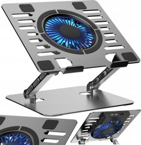 Podstawka chłodząca Art P12 laptop stand aluminum 13/24/23 cm adjustable height+angle+vent+LED 2