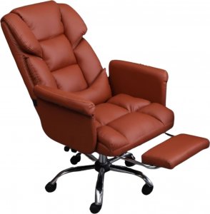 Krzesło biurowe Hedo Fotel Biurowy Premium Elegance z Podnóżkiem - Skórzany Brąz 2