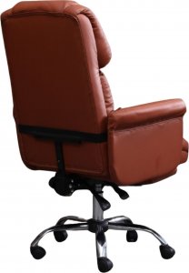 Krzesło biurowe Hedo Fotel Biurowy Premium Elegance z Podnóżkiem - Skórzany Brąz 3