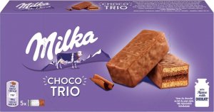 Milka Milka Choco Trio Ciastko biszkoptowe z nadzieniem kakaowym oblane czekoladą mleczną 150 g (5 sztuk) 1