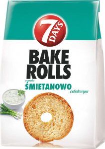 7 DAYS 7 Days Bake Rolls Chrupki chlebowe o smaku śmietanowo cebulowym 150 g 1