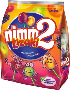 Nimm2 nimm2 lizaki wzbogacone witaminami oraz sokiem w 4 owocowych smakach 80 g (8 sztuk) 1