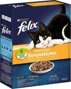 PURINA NESTLE Felix Farmhouse Sensations Sucha karma dla kotów z drobiem i warzywami 1 kg 1