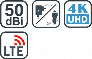 Antena RTV Evolveo Xany 4 LTE 230/12V 50dBi aktywna antena pokojowa DVB-T/T2 LTE filtr 6