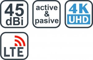 Antena RTV Evolveo EVOLVEO Xany 2A LTE 230/5V 45dBi aktywna antena pokojowa DVB-T/T2 LTE filtr 7