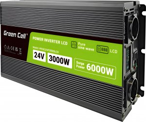 Przetwornica Green Cell PowerInverter LCD 24V/230V 3000W/6000W (INVGC24P3000LCD) 3