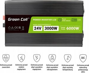 Przetwornica Green Cell PowerInverter LCD 24V/230V 3000W/6000W (INVGC24P3000LCD) 8