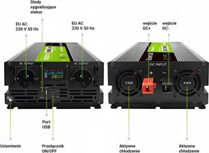 Przetwornica Green Cell PowerInverter LCD 24V/230V 3000W/6000W (INVGC24P3000LCD) 9