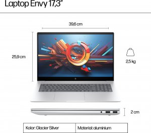 Laptop HP HP Envy Laptop 17-da0006nw Intel Core Ultra 5 125H 43,9 cm (17.3") Ekran dotykowy Full HD 16 GB DDR5-SDRAM Wi-Fi 6E (802.11ax) Windows 11 Pro 13