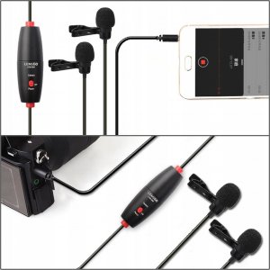 Mikrofon LensGo Podwójny 2x Dynamiczny Mikrofon Krawatowy Lavalier Mini Jack 3,5mm Lensgo / Lym-dm1 Podwójny 3