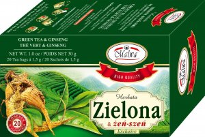 MALWA Malwa Herbata Zielona z żen-szeniem 30 g (20 x 1,5 g) 1