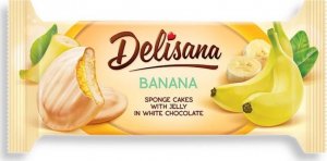 Delisana Delisana Ciastka z galaretką bananową w białej czekoladzie 135g 1