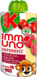 Kubuś Kubuś Immuno Odporność Mus jabłko marchew banan truskawka malina dzika róża acerola hibiskus 100 g 1