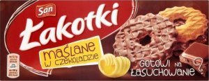 San SAN Łakotki Ciastka o smaku maślanym w czekoladzie mlecznej 146 g 1