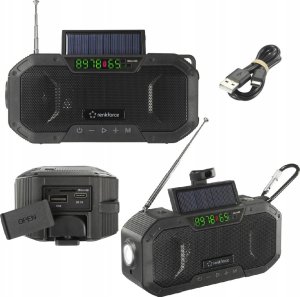 Radio Renkforce Renkforce RF-CR-300 Outdoorradio UKW, MW Bluetooth®, SD wiederaufladbar, Solarpanel, Handkurbel Schwarz (RF-5236092) 1