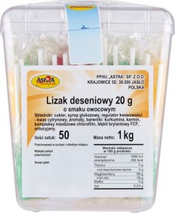 Astra Lizak deseniowy o smaku owocowym 1 kg (50 x 20 g) 1