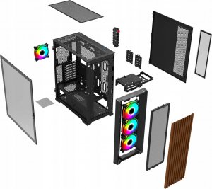 Obudowa VETENI Woody ARGB czarna (VT-WOODY-01BK) 9