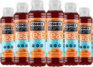 Oshee Oshee Vitamin Black Tea Zero Niegazowany napój herbaciany o smaku brzoskwiniowym 555 ml x 6 sztuk 1