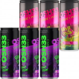 Oshee Oshee x Mata Rave Potion Napój gazowany Mix smaków: melon-mięta 250 ml x 3 sztuki + ananas-grejpfruit 250 ml x 3 sztuki 1