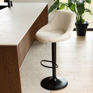 Szchara HOKER TAPICEROWANY BAROWY BEŻOWY KRZESŁO KUCHENNE DO WYSPY NOWOCZESNE 3