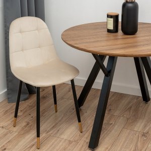 Szchara KRZESŁO SKANDYNAWSKIE PIKOWANE DO JADALNI SALONU beżowe 3