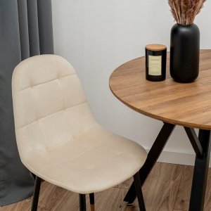 Szchara KRZESŁO SKANDYNAWSKIE PIKOWANE DO JADALNI SALONU beżowe 9