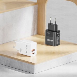 Ładowarka Unitek Unitek Ładowarka sieciowa, 1x USB-A, 1x USB-C, QC, PC 3.0, 20W, biała 3