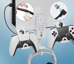 JYS Uchwyt Ścienny Na Ścianę Wieszak + Kabel 2w1 Do Sony Playstation 5 Ps5 Slim / Jys-p5177 5