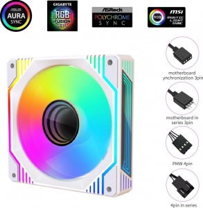 Wentylator 1stCOOL AURA EVO Mirror ARGB PWM 120mm (F12-AURA-EVO-W1) 2