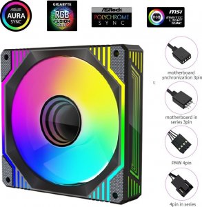 Wentylator 1stCOOL AURA EVO Mirror ARGB PWM 120mm (F12-AURA-EVO-B1) 2