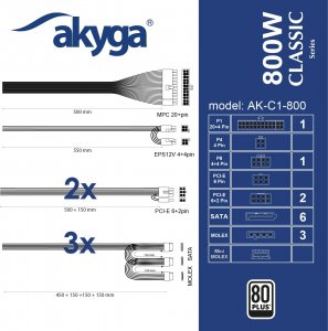 Zasilacz Akyga AK-C1-800 800W 5