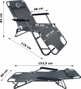 Carruzzo L66Y - Leżanka ogrodowa, szara 11