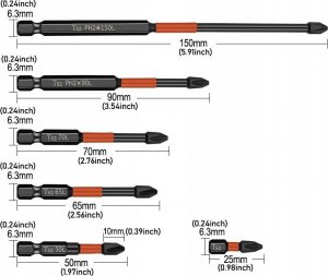 Rosfix MAGNETYCZNE BITY KRZYŻOWE 25/50/65/70/90/150MM 6SZ 2