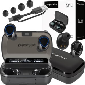 Słuchawki Kruger&Matz Bezprzewodowe słuchawki douszne z power bankiem Kruger&Matz M10 8