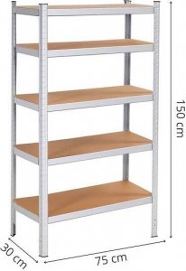 Springos Regał metalowy z 5 półkami 150x75x30cm 675kg do garażu, piwnicy UNIWERSALNY 13