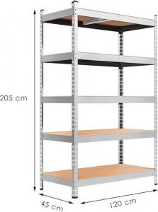Springos Regał metalowy z 5 półkami 205x120x45 cm 1000kg do garażu, piwnicy UNIWERSALNY 3