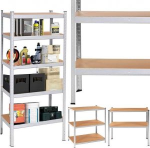 Springos Zestaw regałów metalowych 2 szt. 150x75x30cm 675kg z 5 półkami do garażu, piwnicy UNIWERSALNY 13