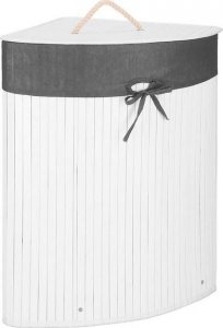 Kosz na pranie Springos Pojemnik na pranie 60L narożny biały kosz z klapą bambus naturalny UNIWERSALNY 16