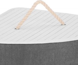 Kosz na pranie Springos Pojemnik na pranie 60L narożny biały kosz z klapą bambus naturalny UNIWERSALNY 2