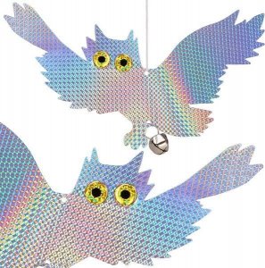 Springos Wisząca sowa, odstraszacz na ptaki z dzwonkiem, hologram UNIWERSALNY 1
