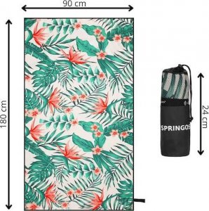 Springos Ręcznik plażowy 90x180 cm mikrofibra, szybkoschnący na basen kwiaty, liście UNIWERSALNY 12