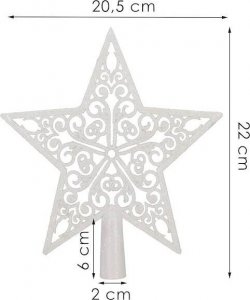 Springos Czubek na choinkę 22 cm szpic, ażurowa gwiazda biała brokatowa UNIWERSALNY 3