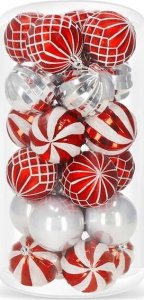 Springos Bombki choinkowe 24 szt. ozdoby świąteczne zestaw czerwone, szare, srebrne UNIWERSALNY 1