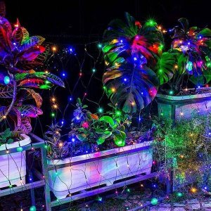 Lampki choinkowe Springos Kurtyna świetlna multikolor 144 Led lampki wewnętrzno-zewnętrzne siatka z programatorem UNIWERSALNY 4