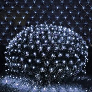 Lampki choinkowe Springos Kurtyna świetlna zimny biały 144 Led lampki wewnętrzno-zewnętrzne siatka z programatorem UNIWERSALNY 4